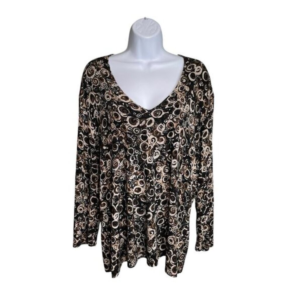 Chico’s Travelers Women’s Slinky Knit Long Sleeve Top‎ Size 3 XL Packable Layers